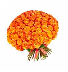 Букет из 101 ярко оранжевой розы (70-80 см)