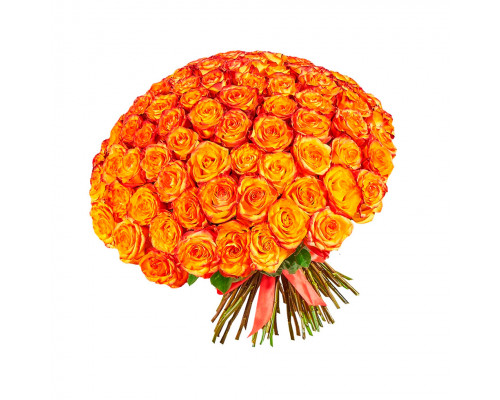 Букет из 101 ярко оранжевой розы (70-80 см)