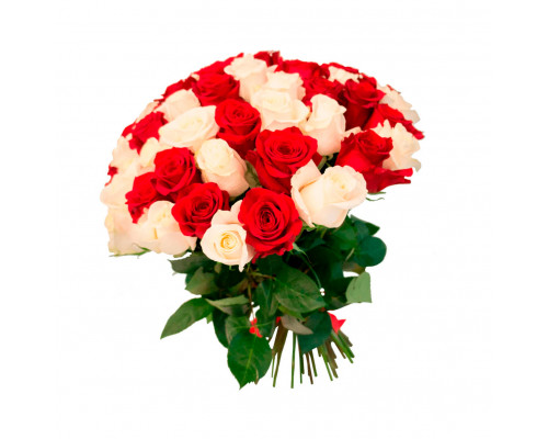 Розы Эквадор микс бело-красный