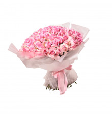 Букет из 101 розовой розы россия (60-70 см)