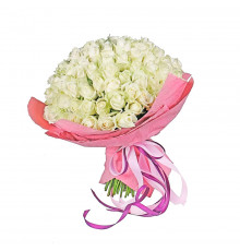 Букет из 101 белой розы россия (60-70 см)