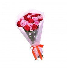 Букет из 21 красной и розовой розы (60 см)
